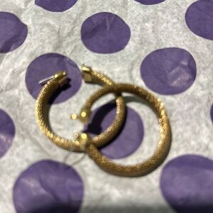Vintage Ralph Lauren Gold Tone Mesh Hoop Earrings
